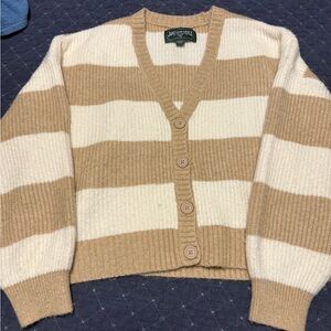 American Eagle Outfitters Women's Cardigan - Tan and Cream Stripes